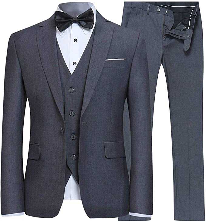 Wehilion Vest Pant Men 2 Pieces Dress Suit Vest Pant Set Slim Fit Casual Suit Waistco