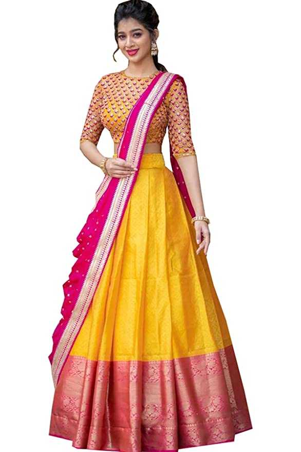Applix Style Women's Kanjivaram Soft Silk Unstitched Lehenga Choli